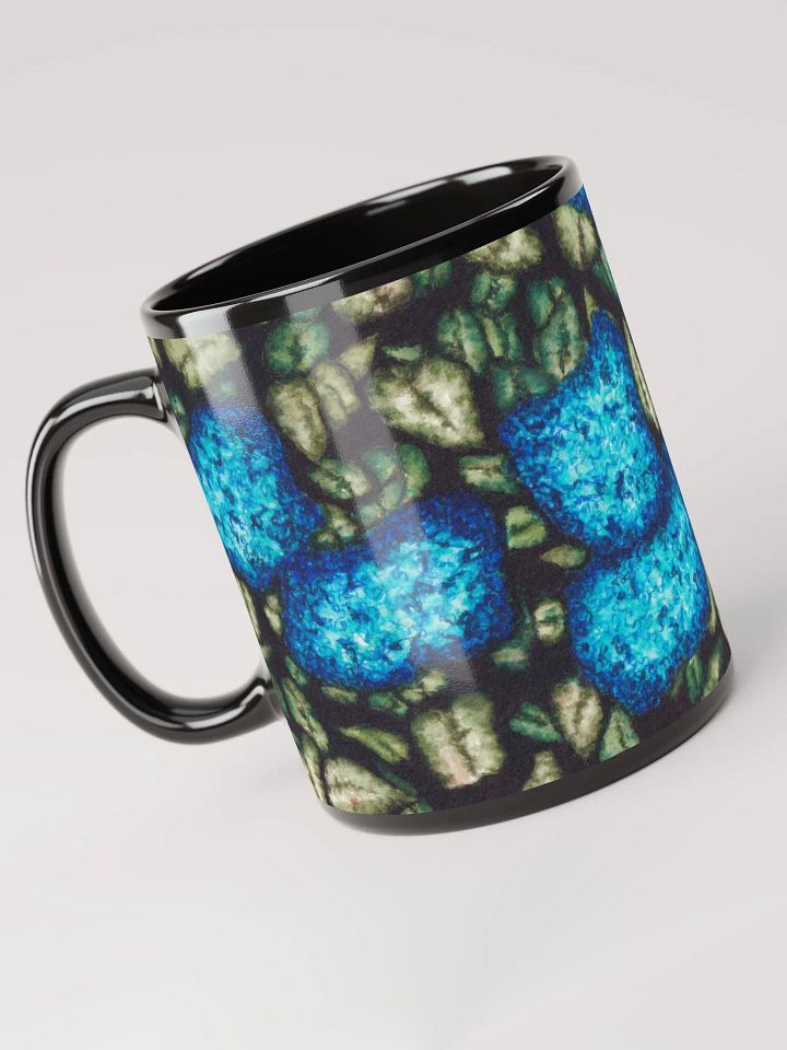 HYDRANGEAS IV black glossy mug product image (1)