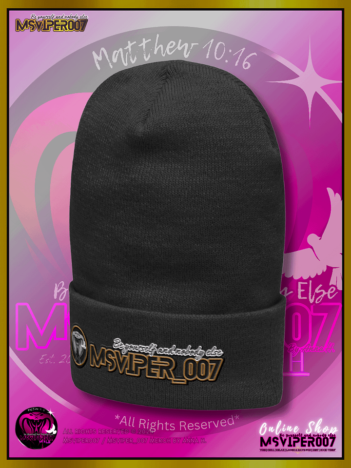 Cuffed Beanie [ Embroidered Design(s) ] - "MsViper_007™ Brand [gld-yllw/blk/V1] - Support&Sport" Stylish Beanie by Anna H. product image (2)