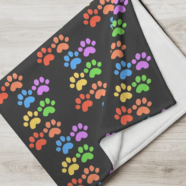 All Around Paw Prints Rainbow Throw Blanket product image (1)