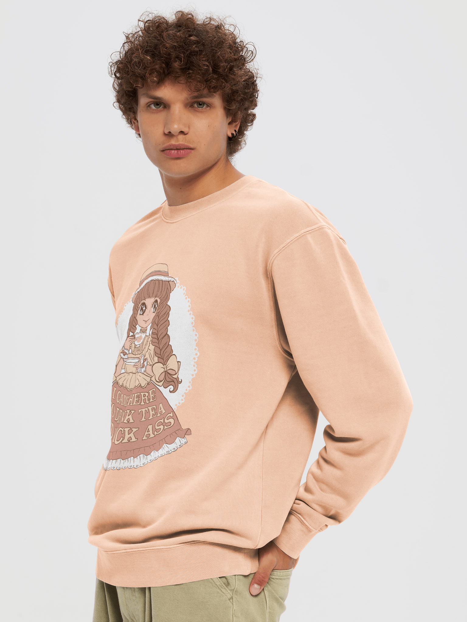 𝑼𝑺𝑨 I Came Here to Drink Tea & Kick Ass (Country, Peach) sweatshirt product image (3)
