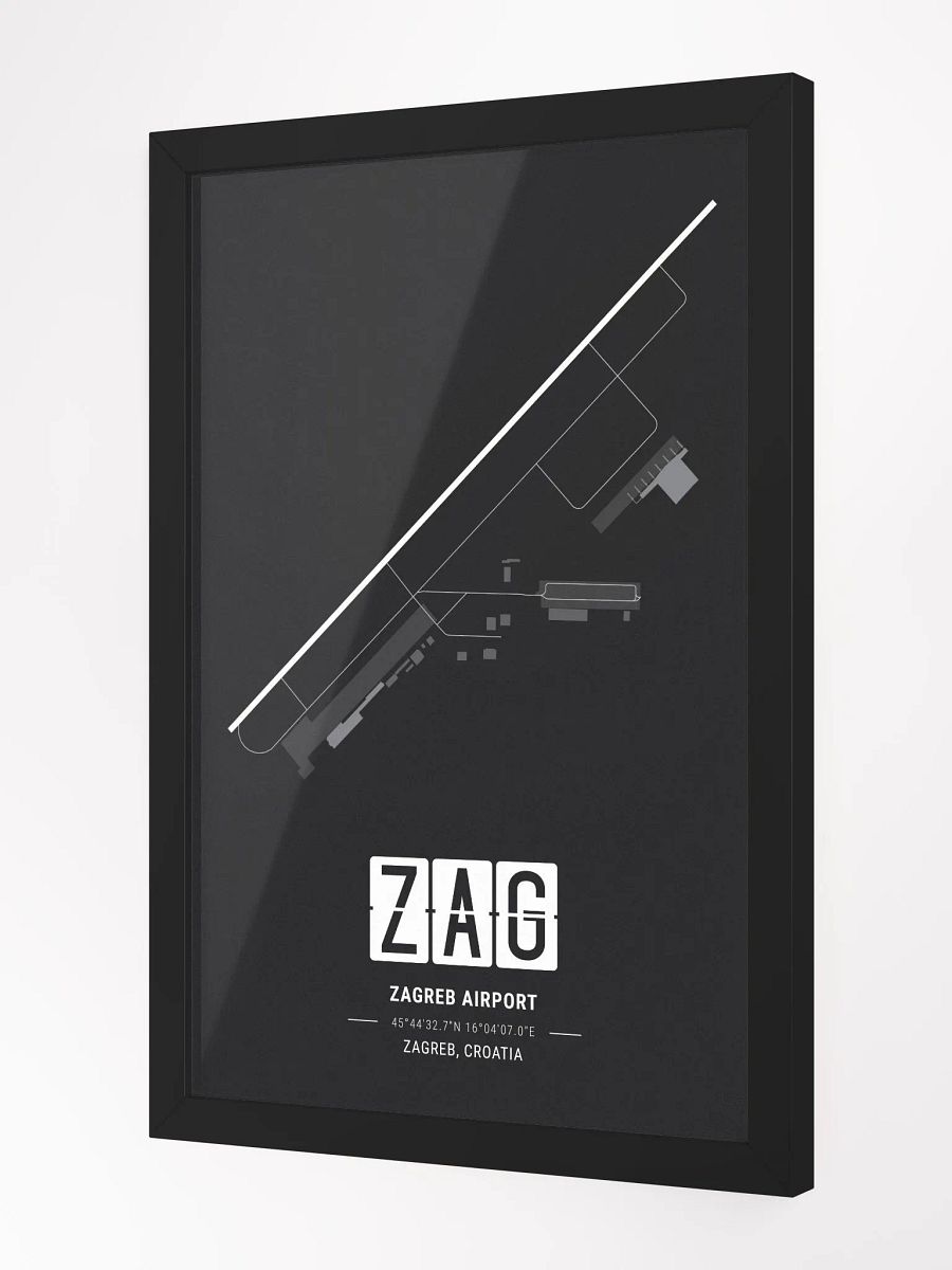 Framed Airport ZAG Premium Map On Matt Paper product image (2)