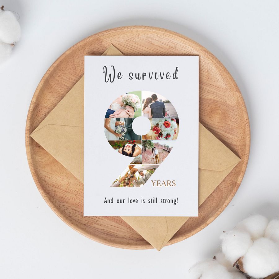 9 Year Anniversary Photo Card Editable Canva Template product image (4)