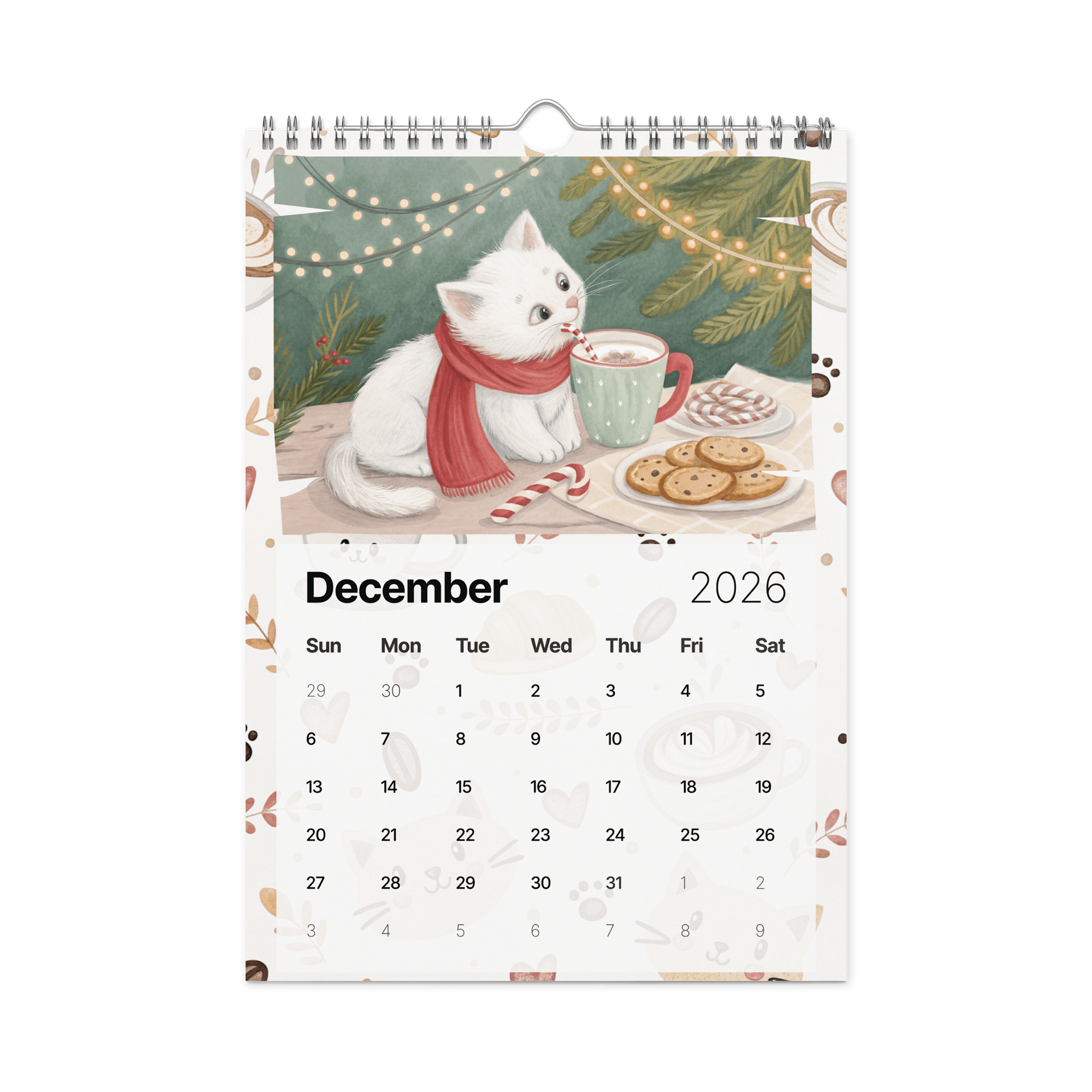 Coffee with Cats Wall Calendar 2026 – Cozy Watercolor Scenes of Cats, Coffee & Comfort product image (4)