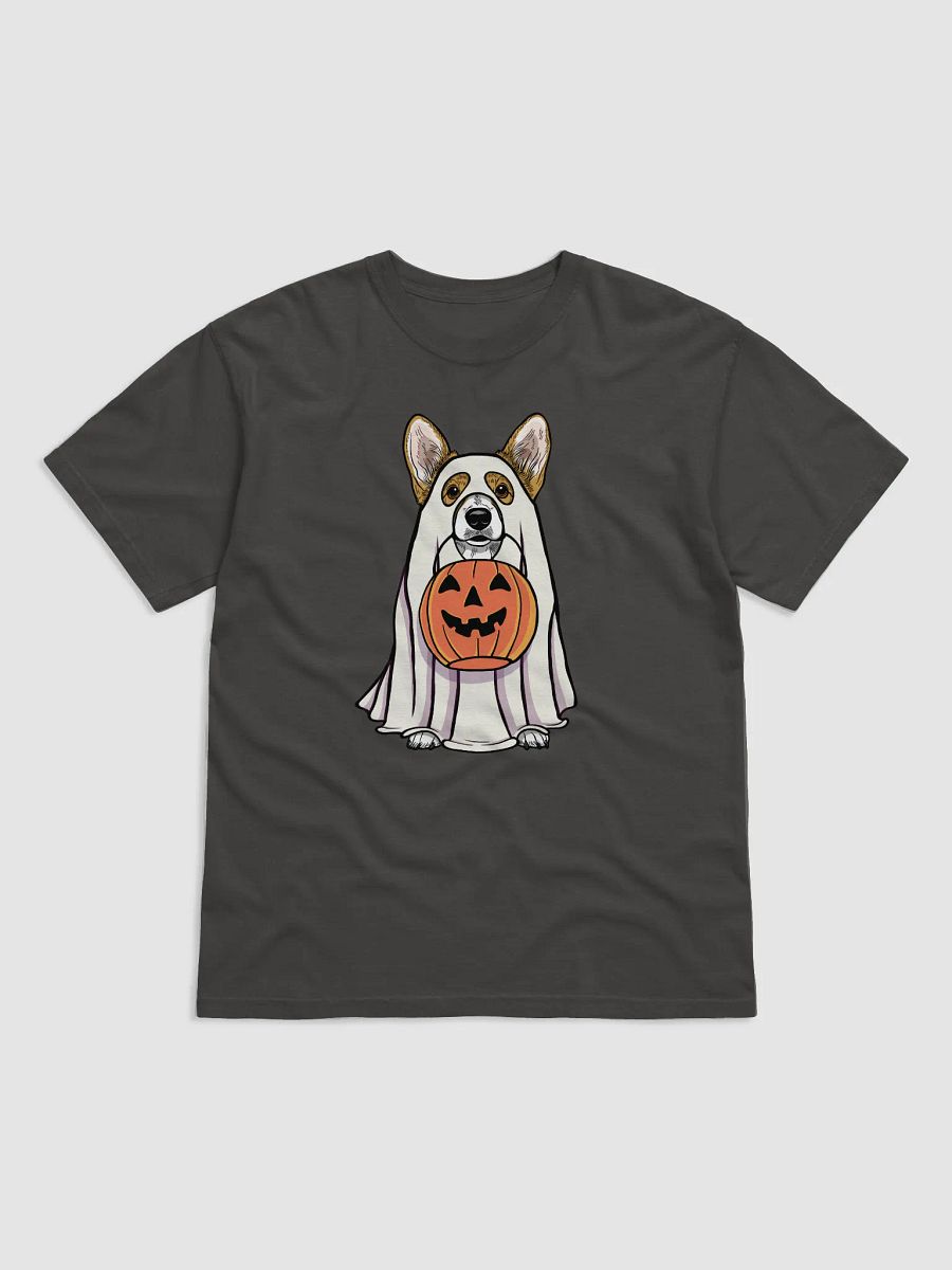 Funny Halloween Pembroke Welsh Corgi T-Shirt | Funny Corgi Wearing a Ghost Costume and Holding a Pumpkin Basket product image (17)