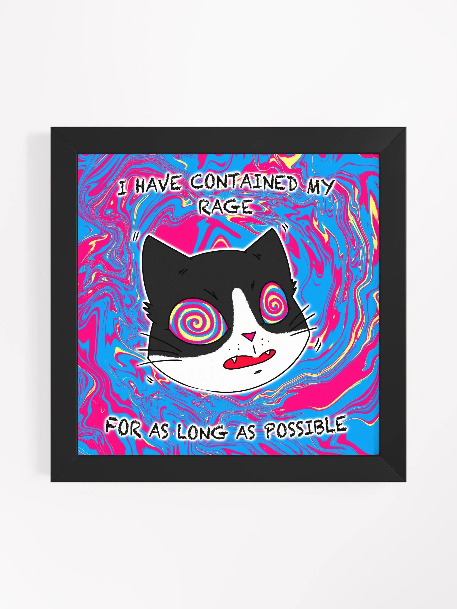 Rage Cat Poster with Frame - Black/White product image (1)