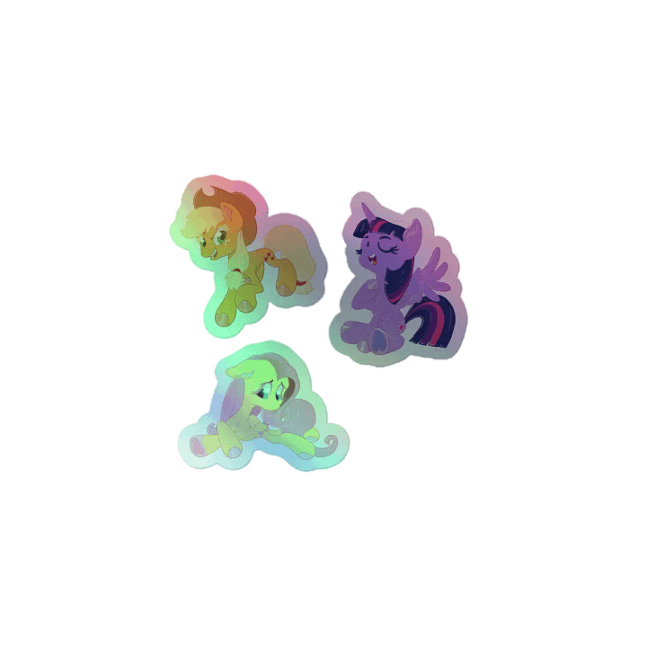 Applejack, Twiglight, Fluttershy holographic stickers product image (1)