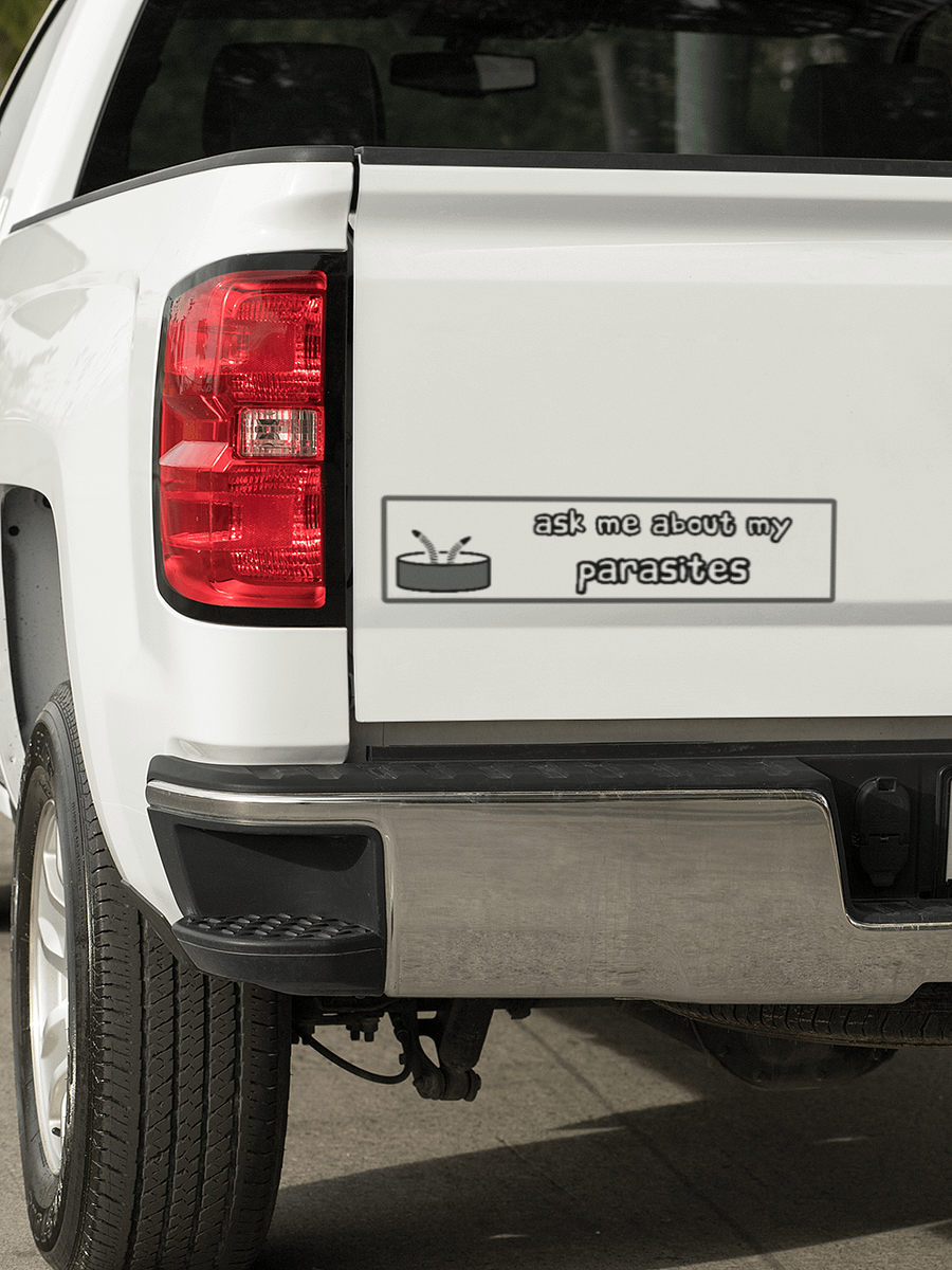 ask me about my parasites bumper sticker product image (1)
