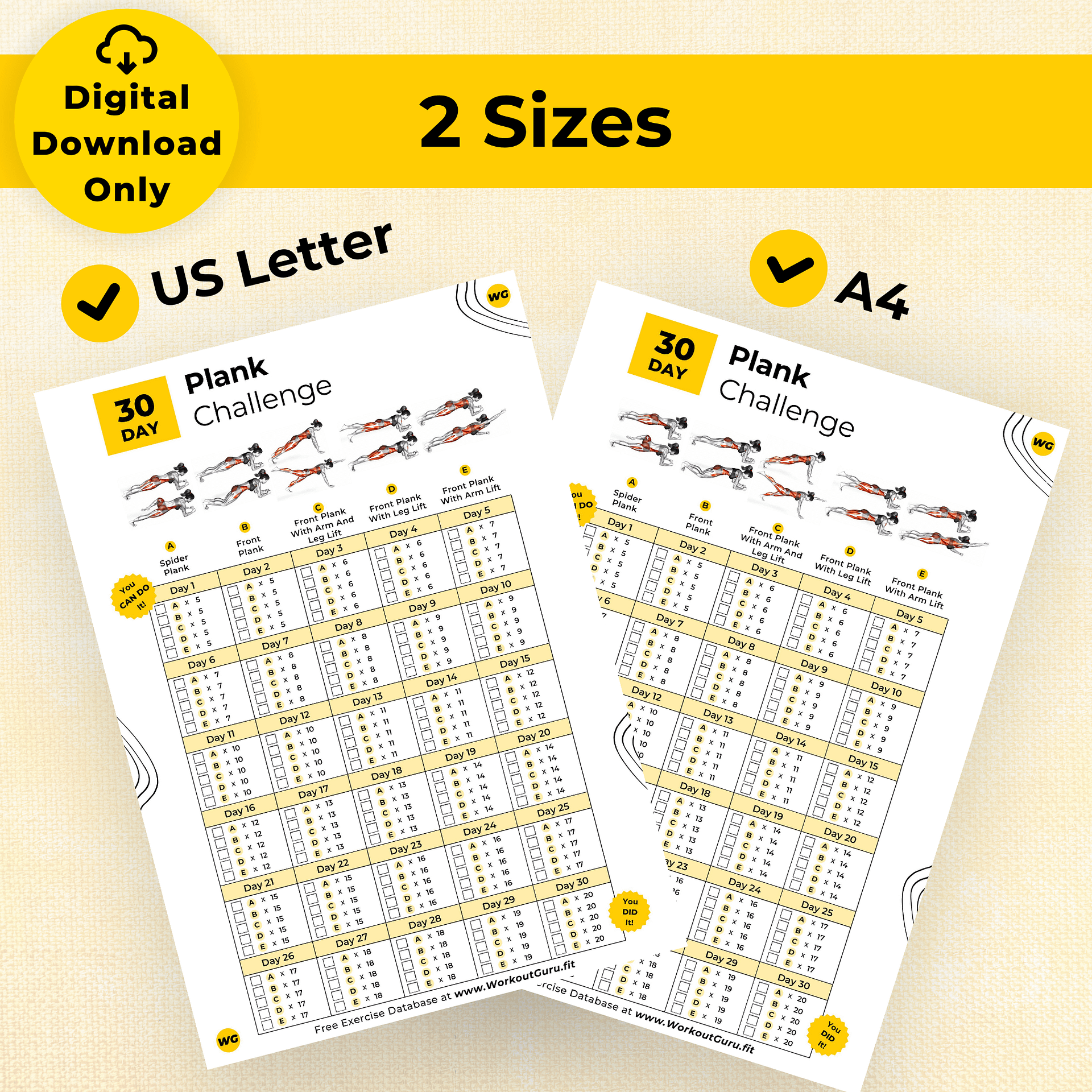30 Day Plank Challenge - Printable Workout Tracker product image (6)