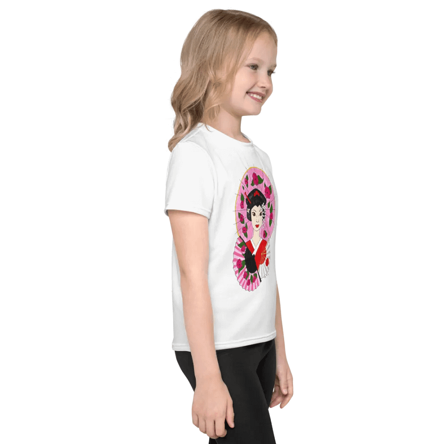 Japanese Geisha (art by Dina R.) acrylic painting - Kids Crew Neck T-Shirt product image (4)