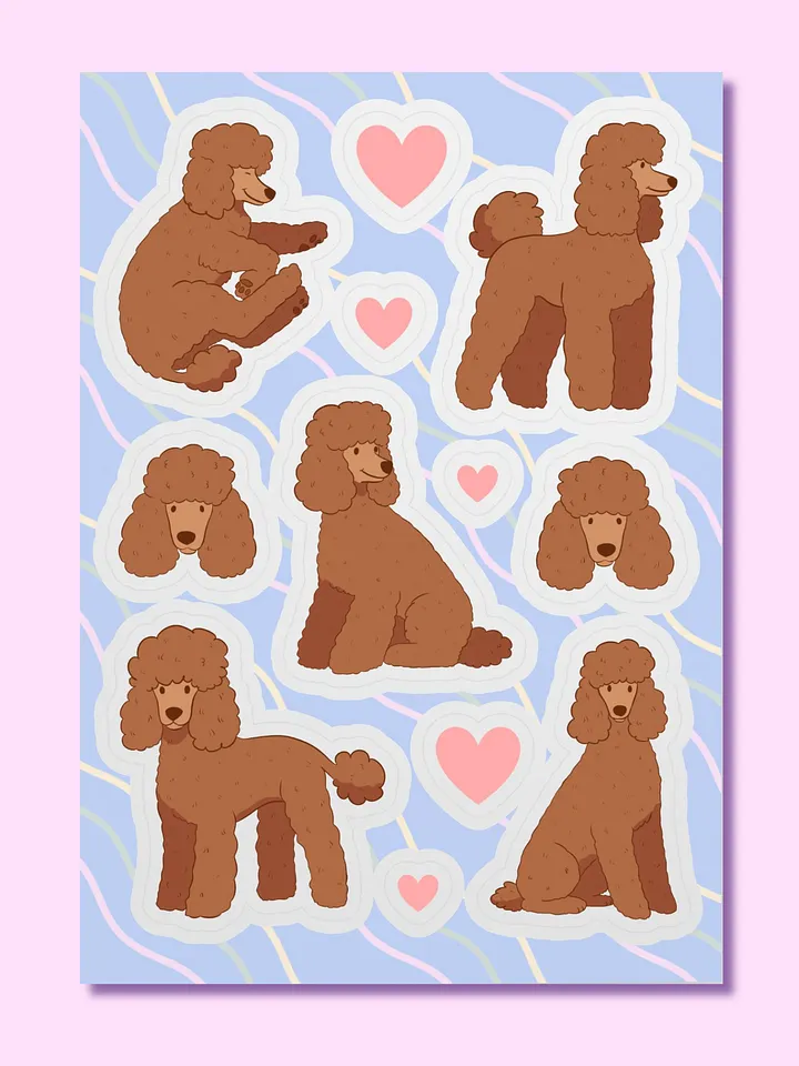 Pawsitively Red Poodle Sticker Sheet product image (1)