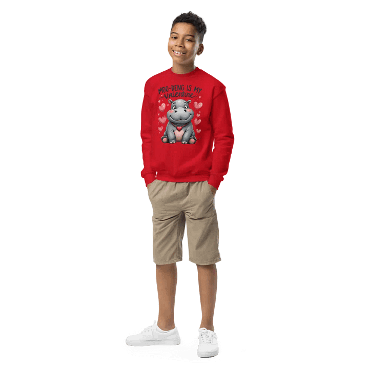 Moo-Deng is My Valentine Youth Sweatshirt product image (1)
