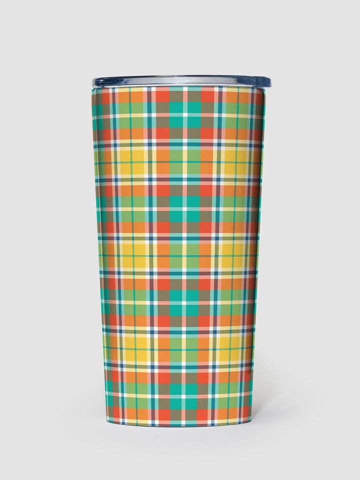 Yellow and Seafoam Green Plaid Travel Tumbler product image (2)