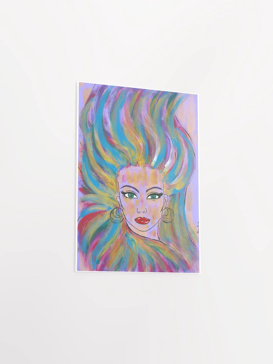 Girl with the colorful hair - (art by Dina R.) - acrylic painting picture - Enhanced Matte Paper Poster (in) product image (13)