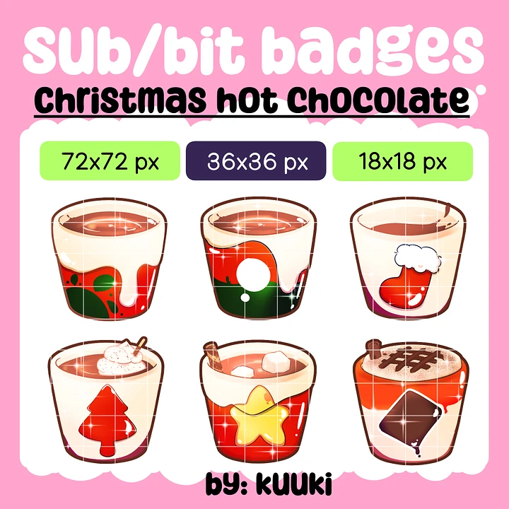 [Sub & Bit Badge] CHRISTMAS HOT CHOCOLATE | Twitch Graphics | Youtube | Discord 🎄 product image (1)