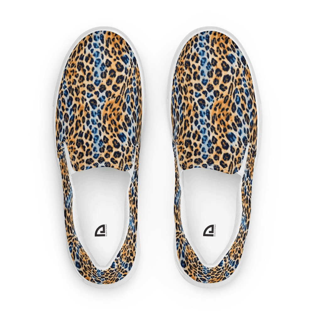 Blue Brown Leopard Women Canvas Shoes product image (1)