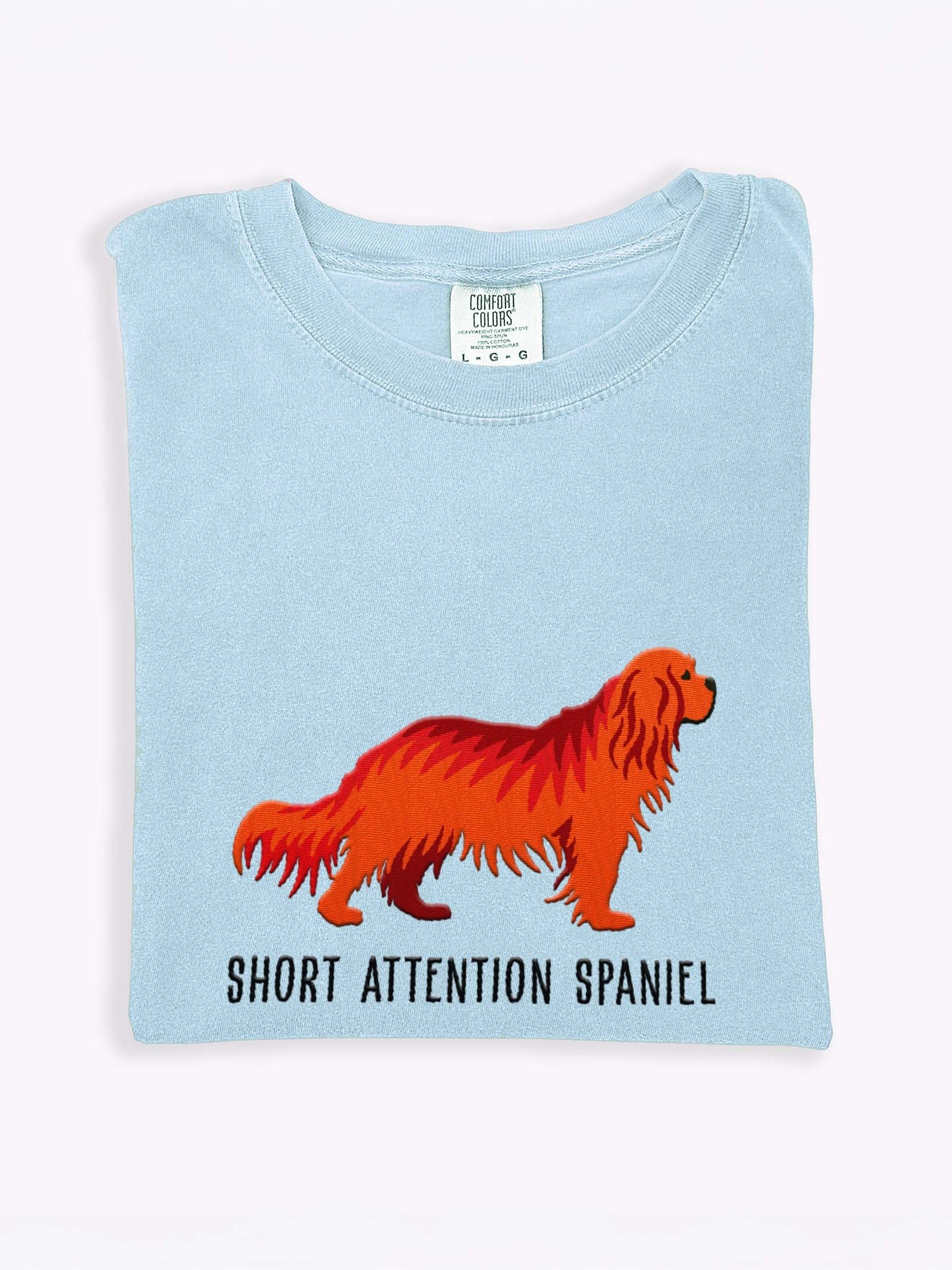 Short Attention Spaniel T-Shirt(Embroidered) of a Cavalier King Charles Spaniel(Ruby) product image (1)
