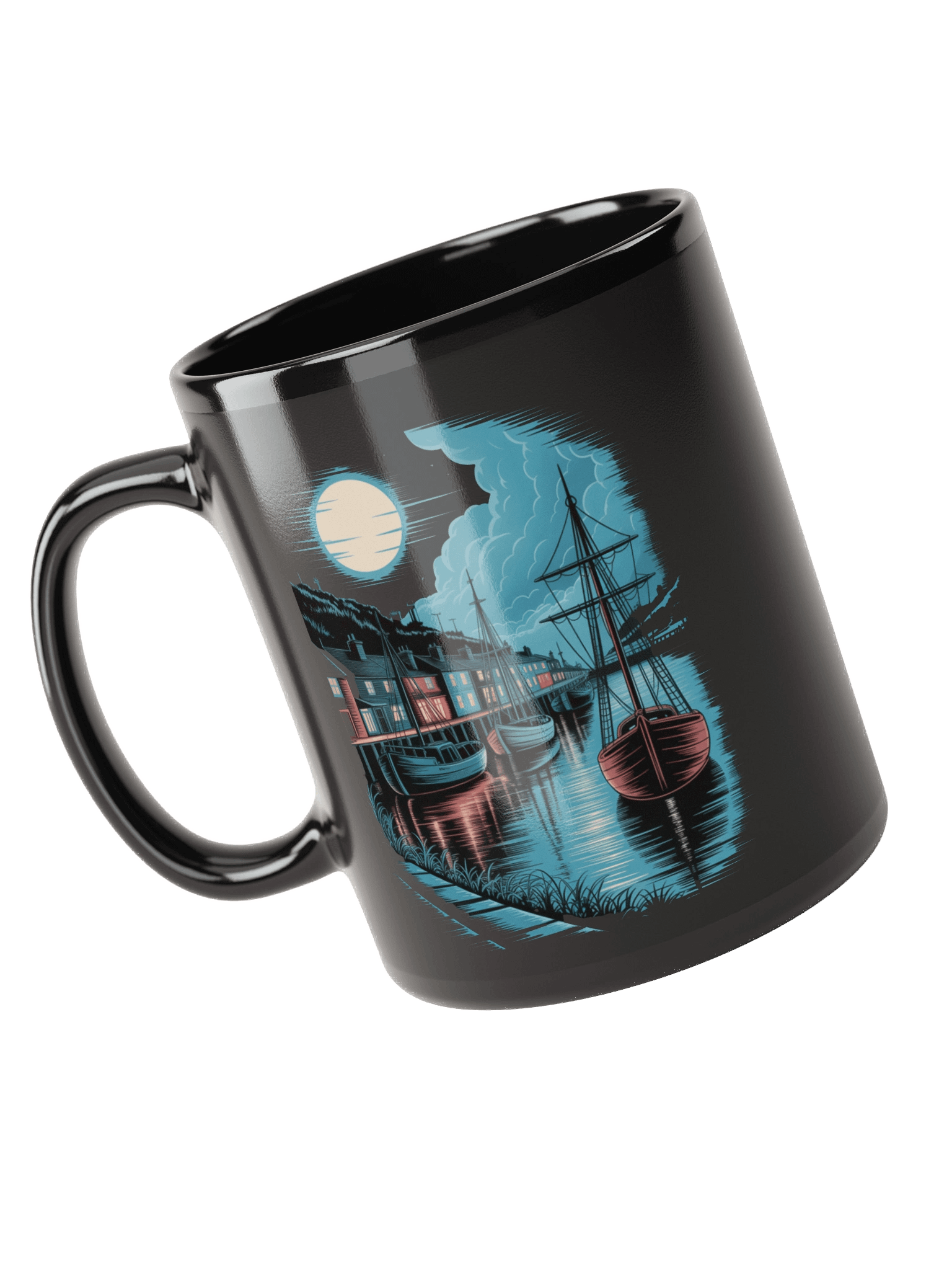 Moonlit Cornish Harbour Mug product image (6)