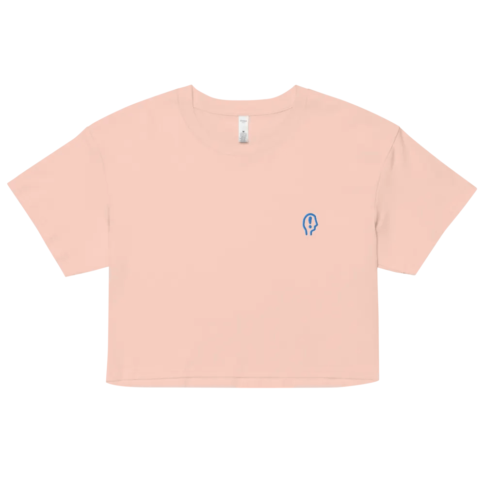EXCLAIMING MENTALLY (L.C., aqua) embroidered cotton crop top product image (31)