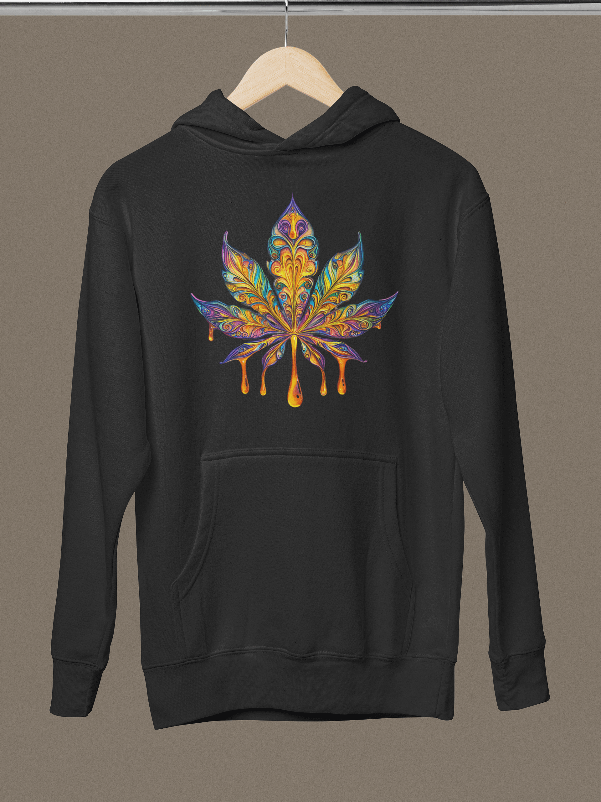 Psychedelic Drip Cannabis Leaf | Trippy Rainbow Graphic Unisex Hoodie product image (1)