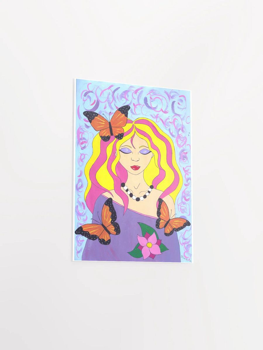 Butterfly spring woman (art by Dina R.) acrylic painting picture - Enhanced Matte Paper Poster (in) product image (3)