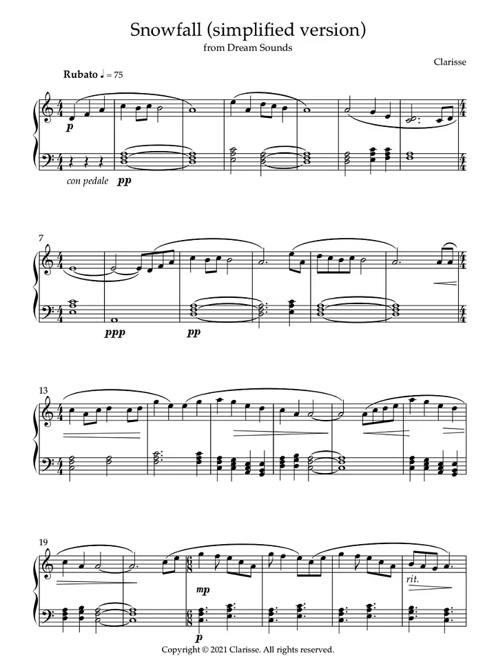 Snowfall (simplified version) - Sheet Music product image (1)