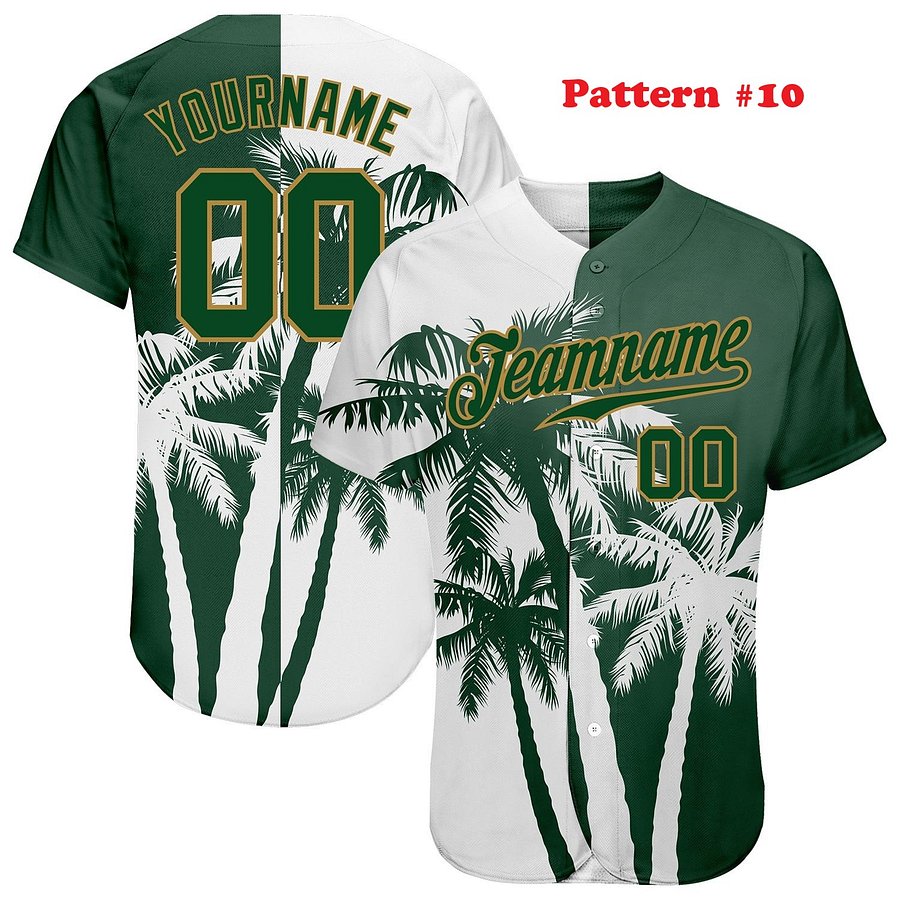 Authentic Baseball Jersey, Custom Baseball Jersey, Personalized Sport Jersey, Hawaiian Multi Colorful, Summer Palm Coconut Sea product image (188)