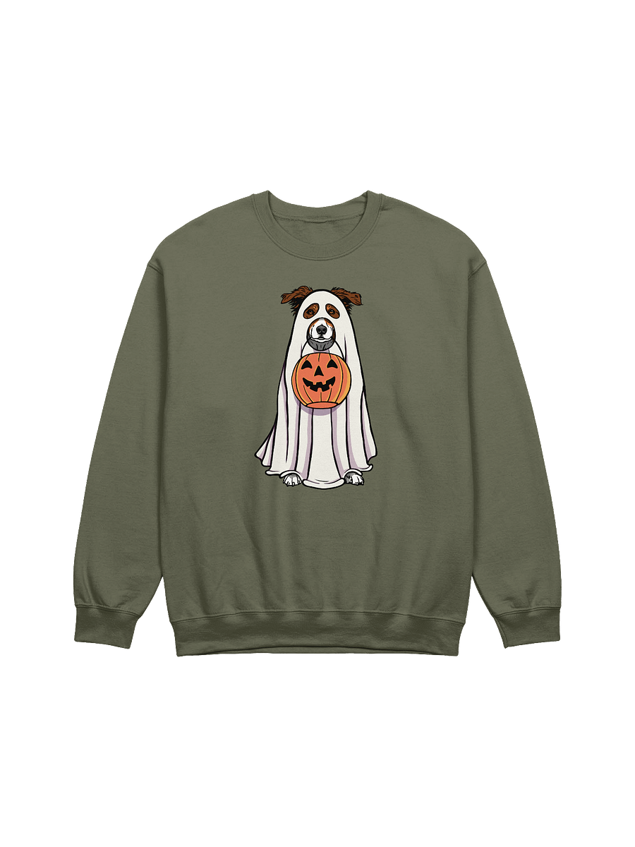 Funny Halloween Australian Shepherd(Red Tricolor) Sweatshirt | Funny Aussie Wearing a Ghost Costume and Holding a Pumpkin Basket product image (17)