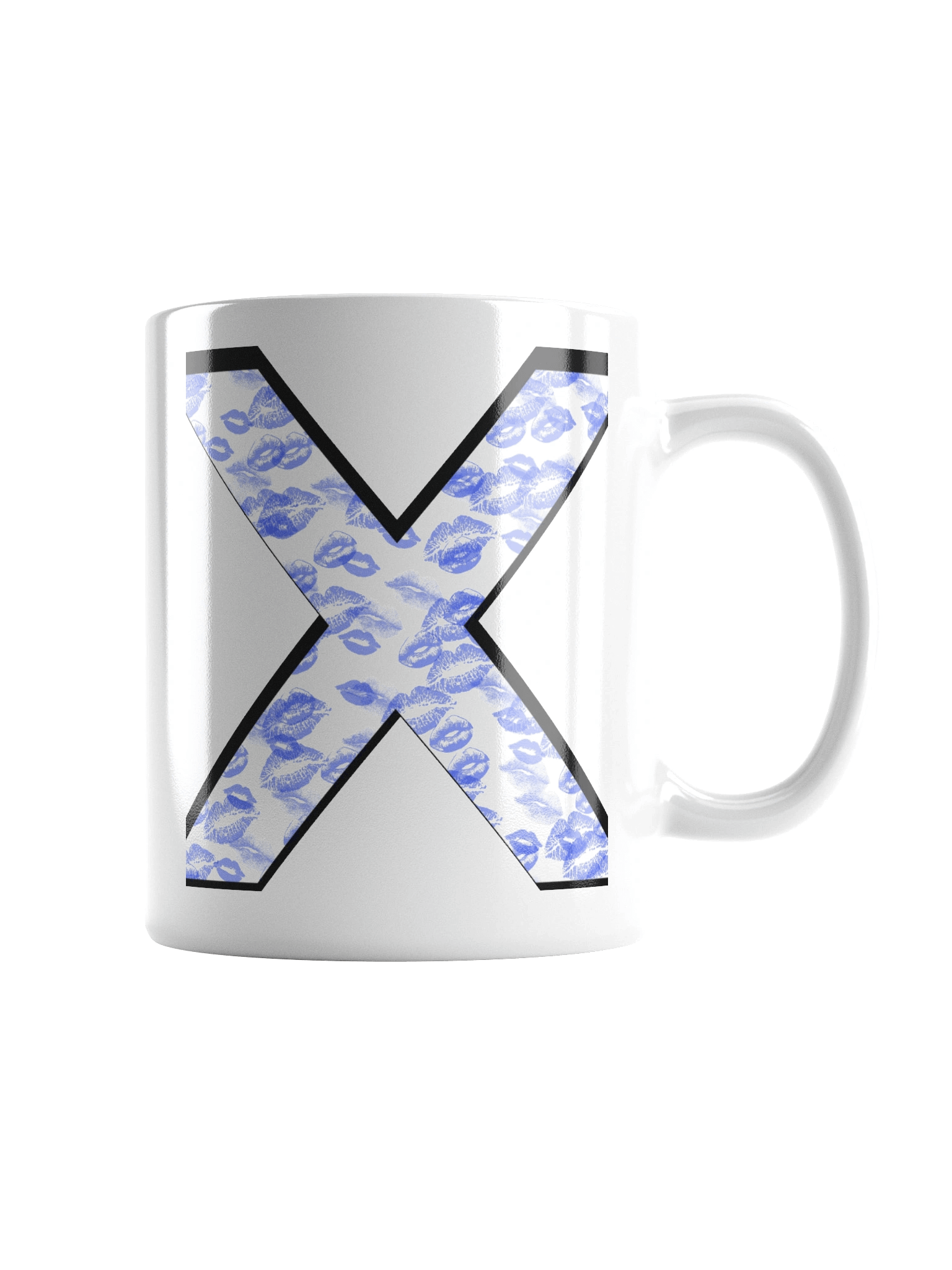 White X Blue Lipstick Kisses | Glossy White Mug product image (2)