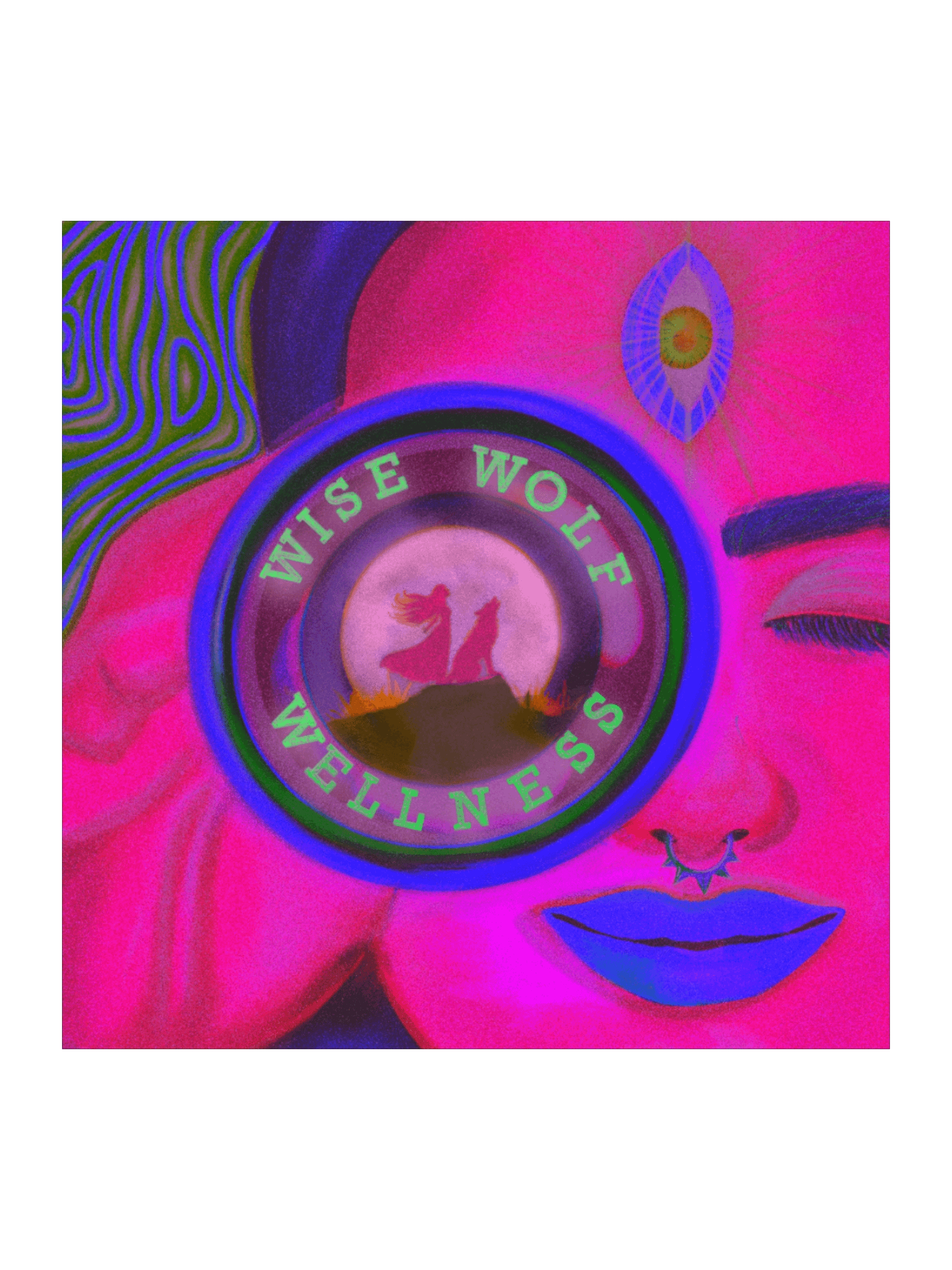 Wise Wolf Wellness Podcast Cover Art Kiss Cut Stickers product image (3)