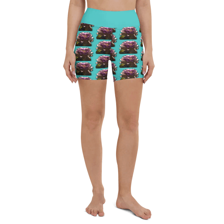 Turquoise Blossom Yoga Shorts product image (2)
