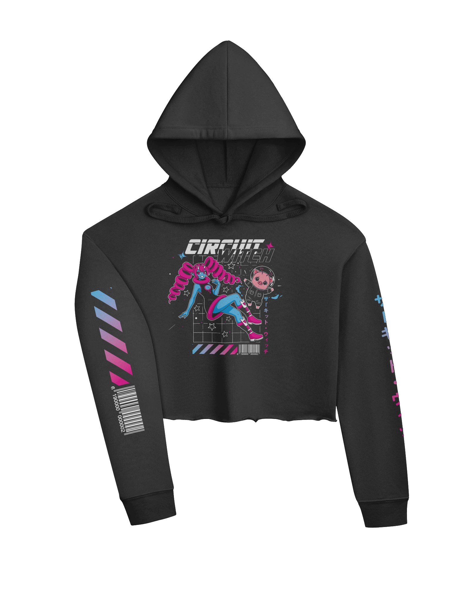 Circuit Witch & PuuPuu The Space Pig Cyberpunk Style - Crop-Top Hoodie (S-2XL) product image (3)