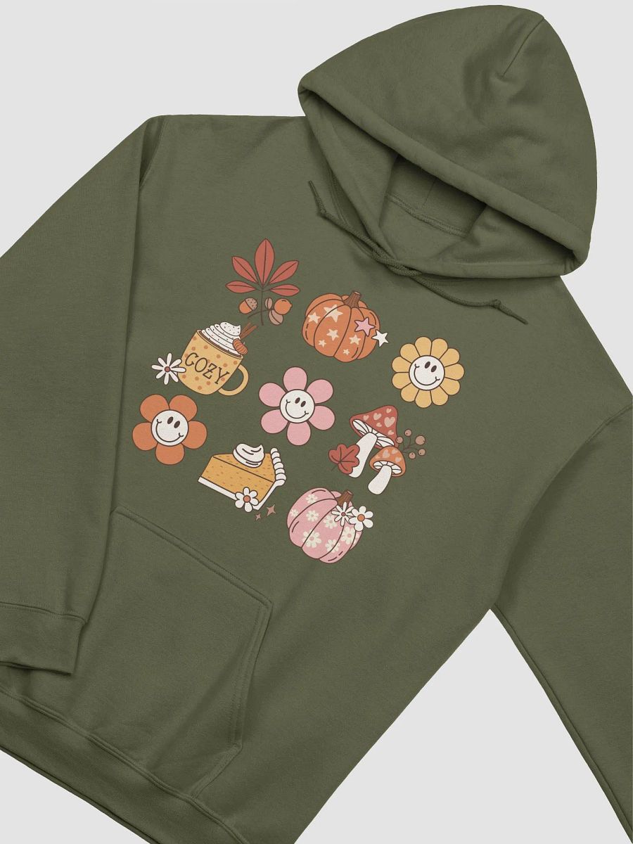 A Grid of Fall and Halloween Elements Hooded Sweatshirt | Cute Fall and Halloween Hoodie Design product image (31)
