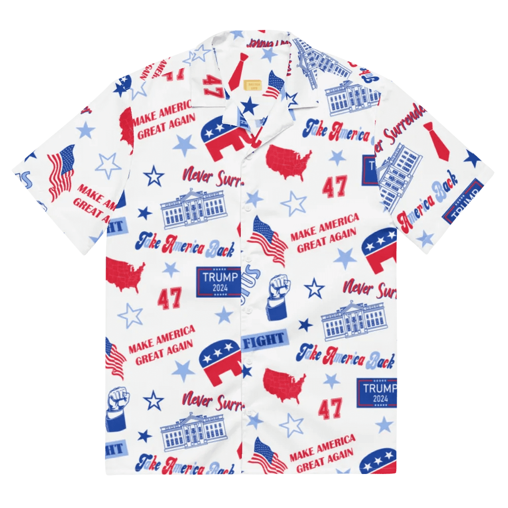 Trump 2024 Election-Themed White Pattern Hawaiian Shirt - Patriot Trump Supporter Make America Great Again product image (2)