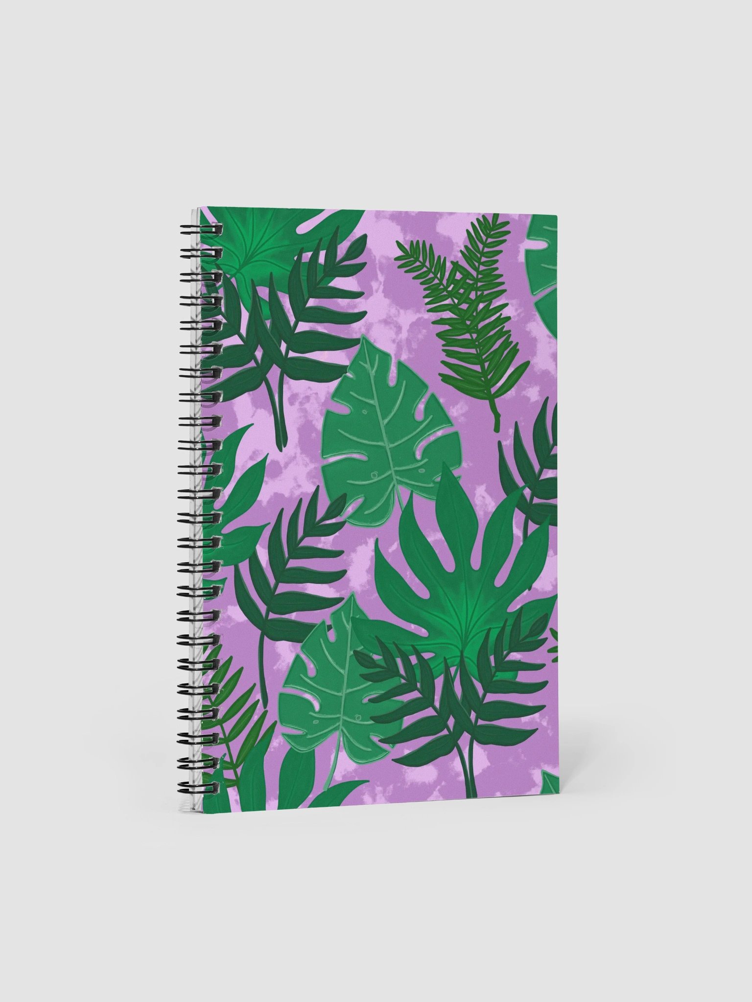 Jungle Leaves Pattern-Purple Background Spiral Journal product image (2)