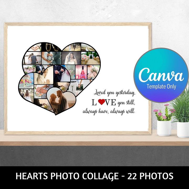 Three Hearts Photo Collage Canva Template product image (1)