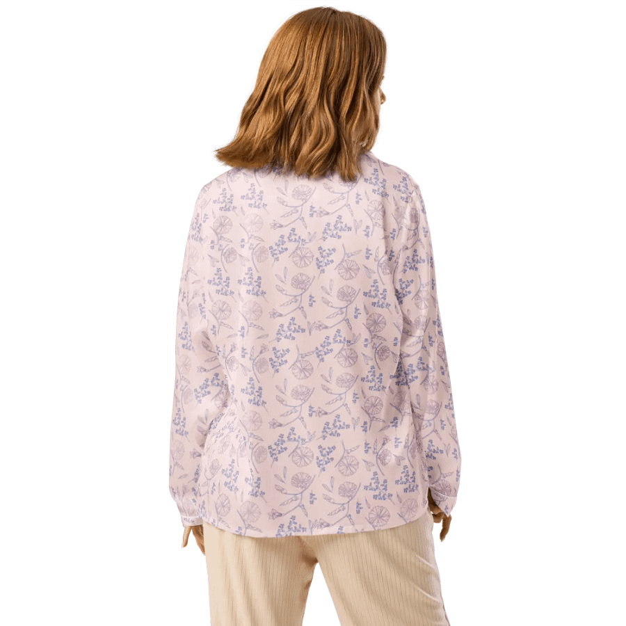 Elegant Floral Silk Long Sleeve Pajama Top product image (2)