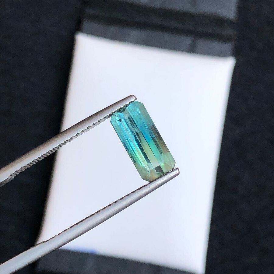 BI-COLOR TOURMALINE STONE FOR RING NATURAL GEMS FOR GIFT EMERALD CUT, 1.90 CRT product image (5)
