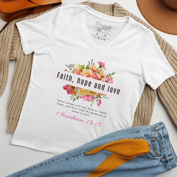 Faith, Hope, and Love Floral V-Neck Tee product image (2)