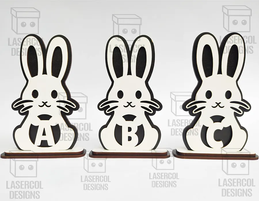 Easter Bunny Monogram Set 2 (3 Sizes) - Laser Cut Files product image (7)