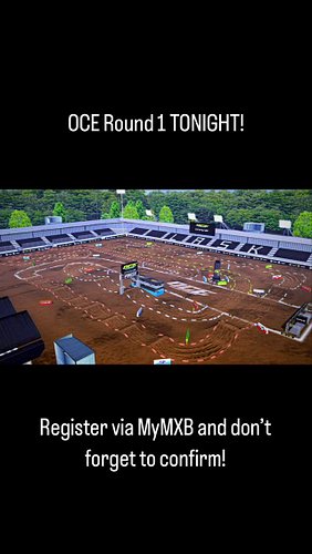 Register for Round 1 of OCE 450’s tonight via MyMXB! #mxbikes #motocross #simracing #GravityRacing #GRvTY