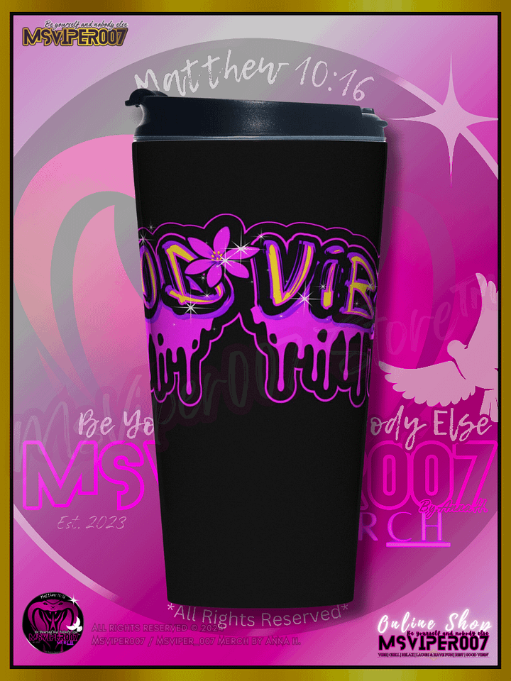 Travel Mug - MsViper007's "Good Vibin'™ | V1 ]" Hot or Cold Beverage Stainless Steel Travel Mug by Anna H. product image (1)