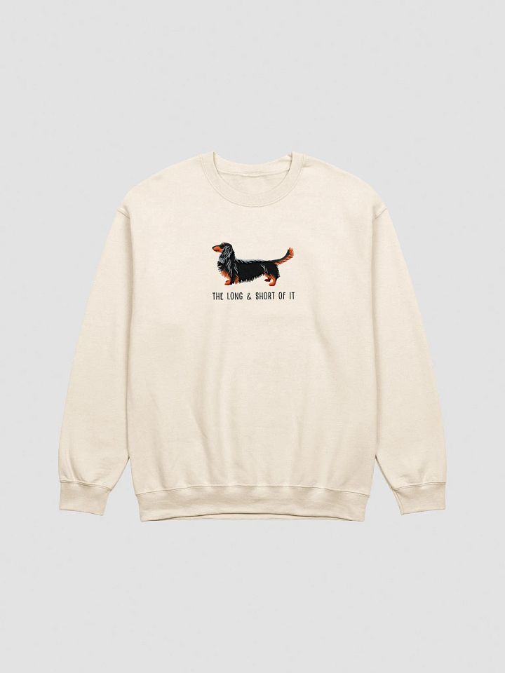 The Long & Short of It Sweatshirt (Embroidered) of a Longhaired Dachshund(Black & Tan) product image (1)