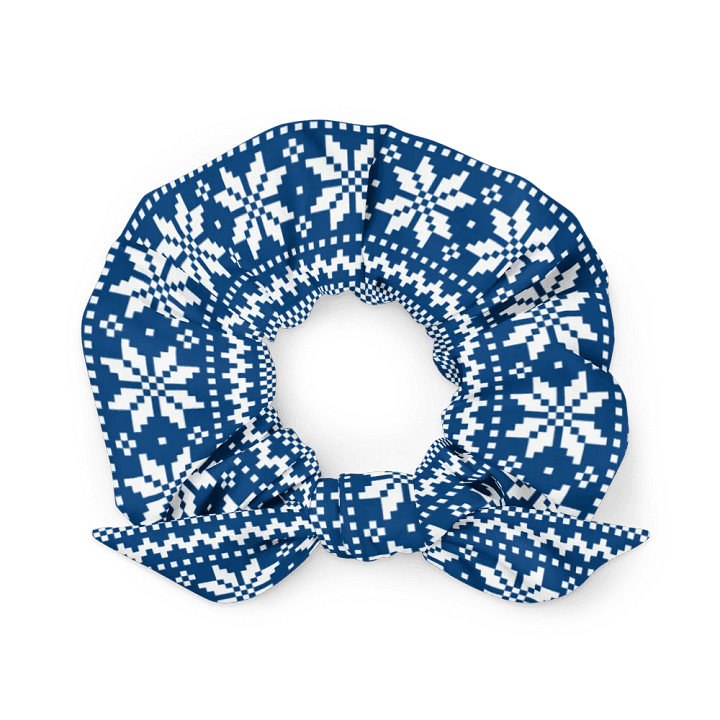 Winter Blue Snowflake Scrunchie with Bow product image (1)