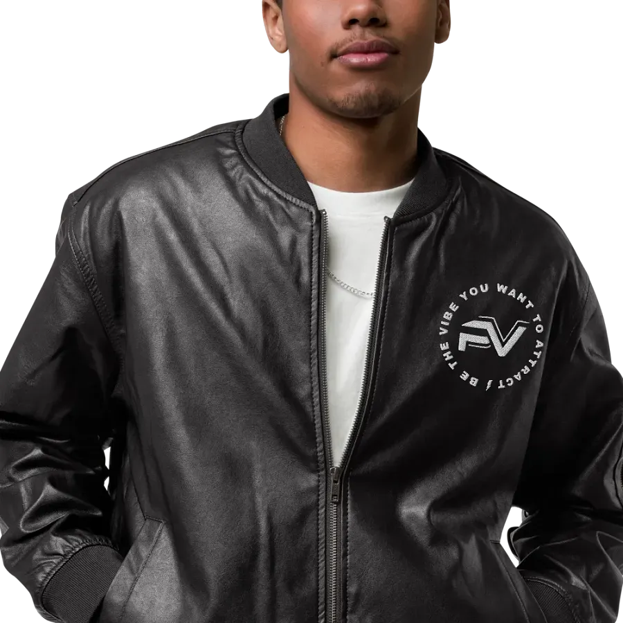 Certified Cool Faux Leather Bomber Jacket product image (6)