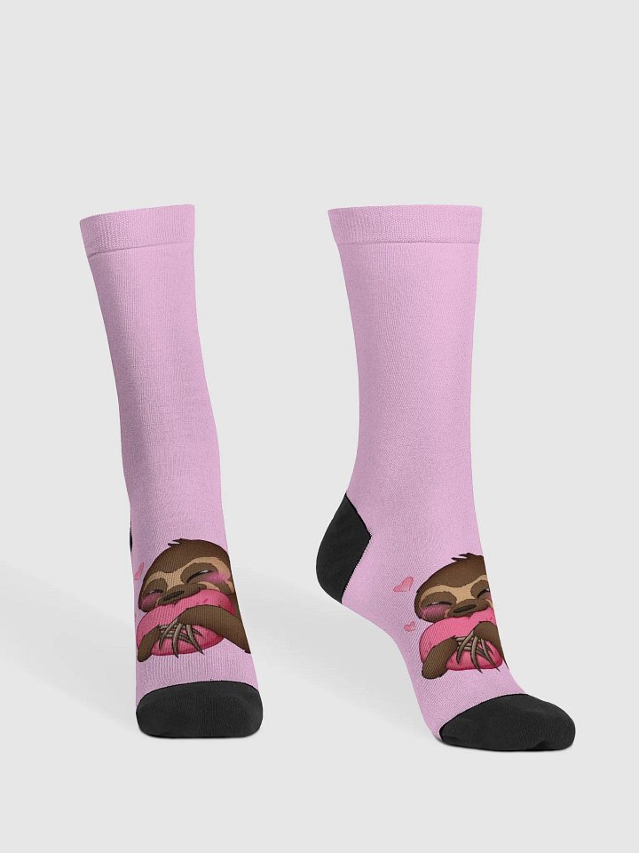 Pink Blushing Sloth Crew Socks product image (2)