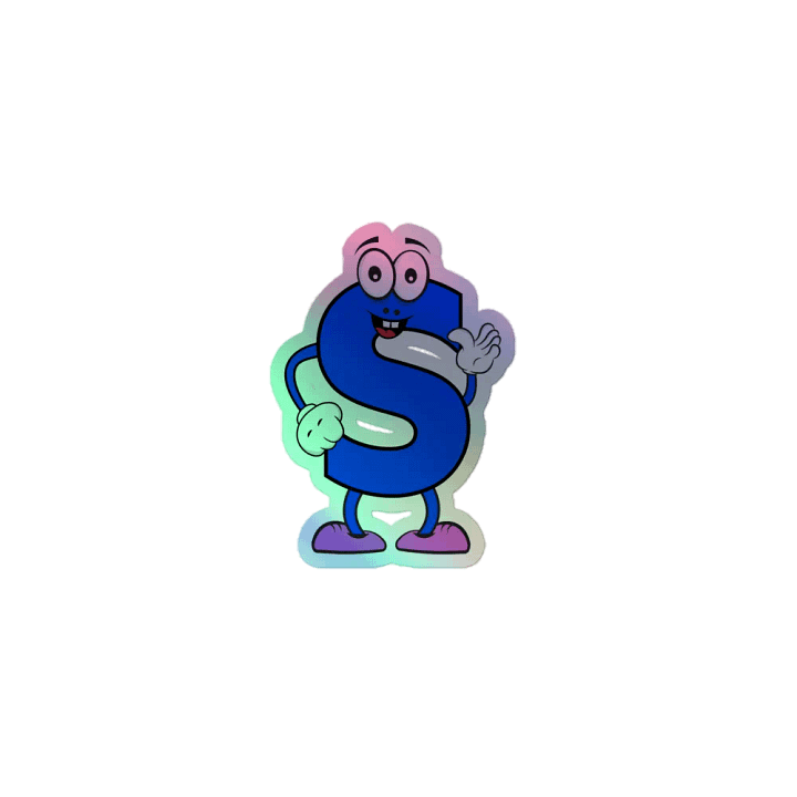 S Letter Cartoon Character Holographic Sticker product image (1)
