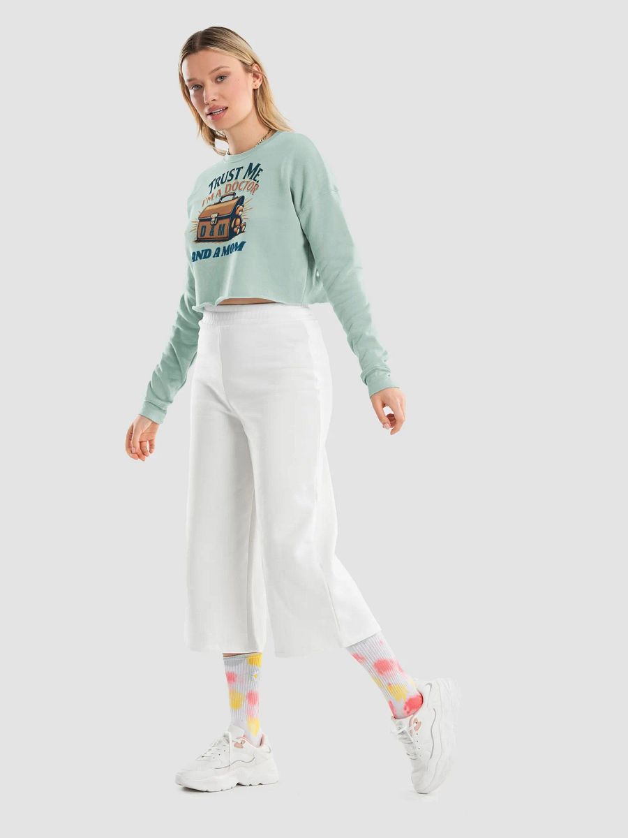 Doctor Mom Illustrated Crop Sweatshirt product image (36)