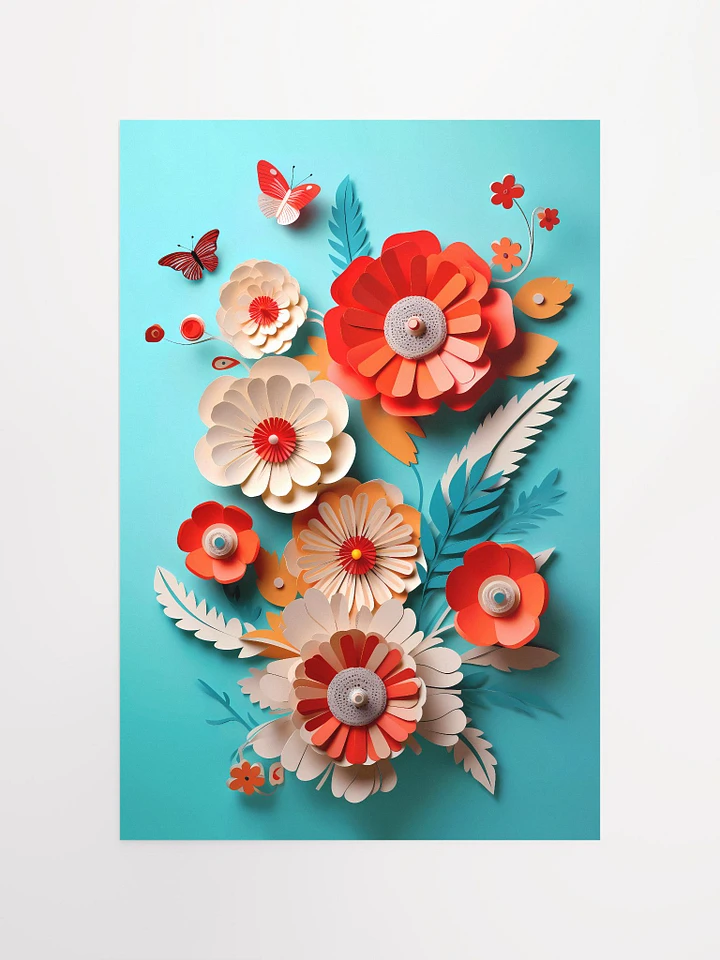 Charming Handcrafted Paper Florals with Butterflies Wall Art Matte Poster product image (2)