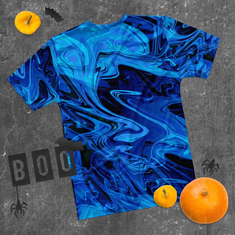 Blue and Black Swarm Pattern Urban Design T-Shirt product image (11)