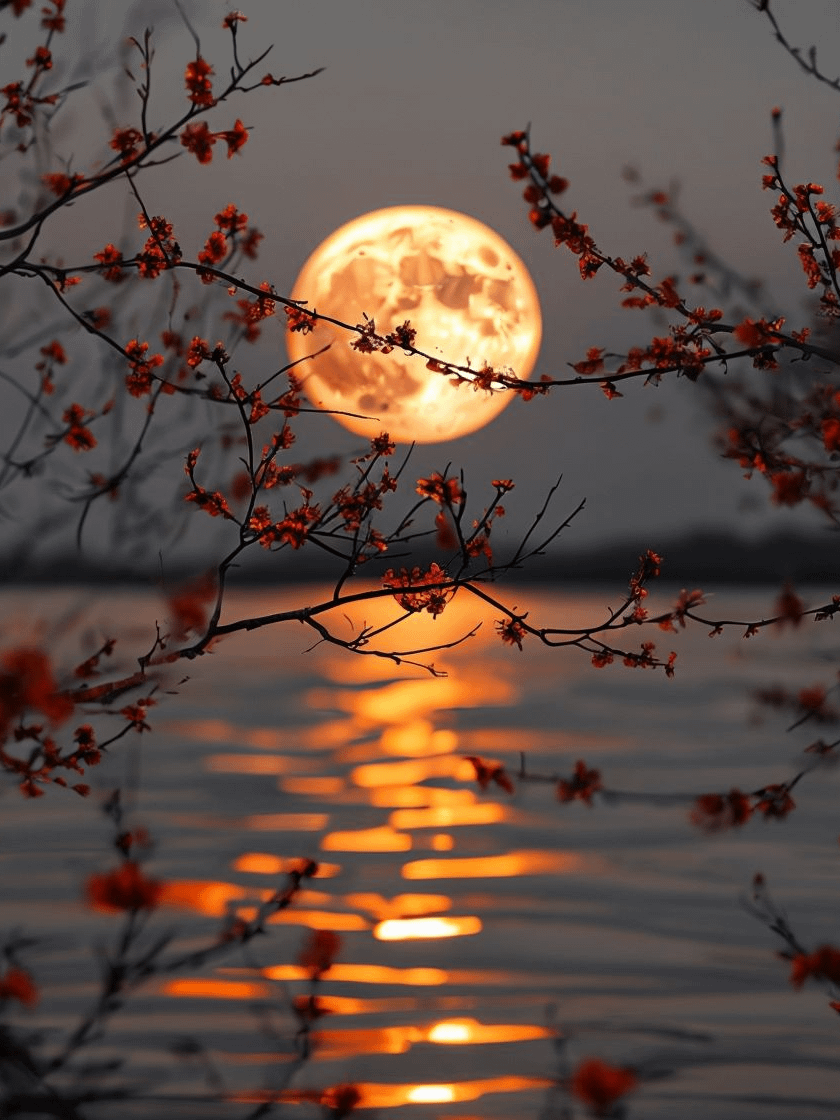 Moonlit Blossom Reflection Framed Poster product image (1)